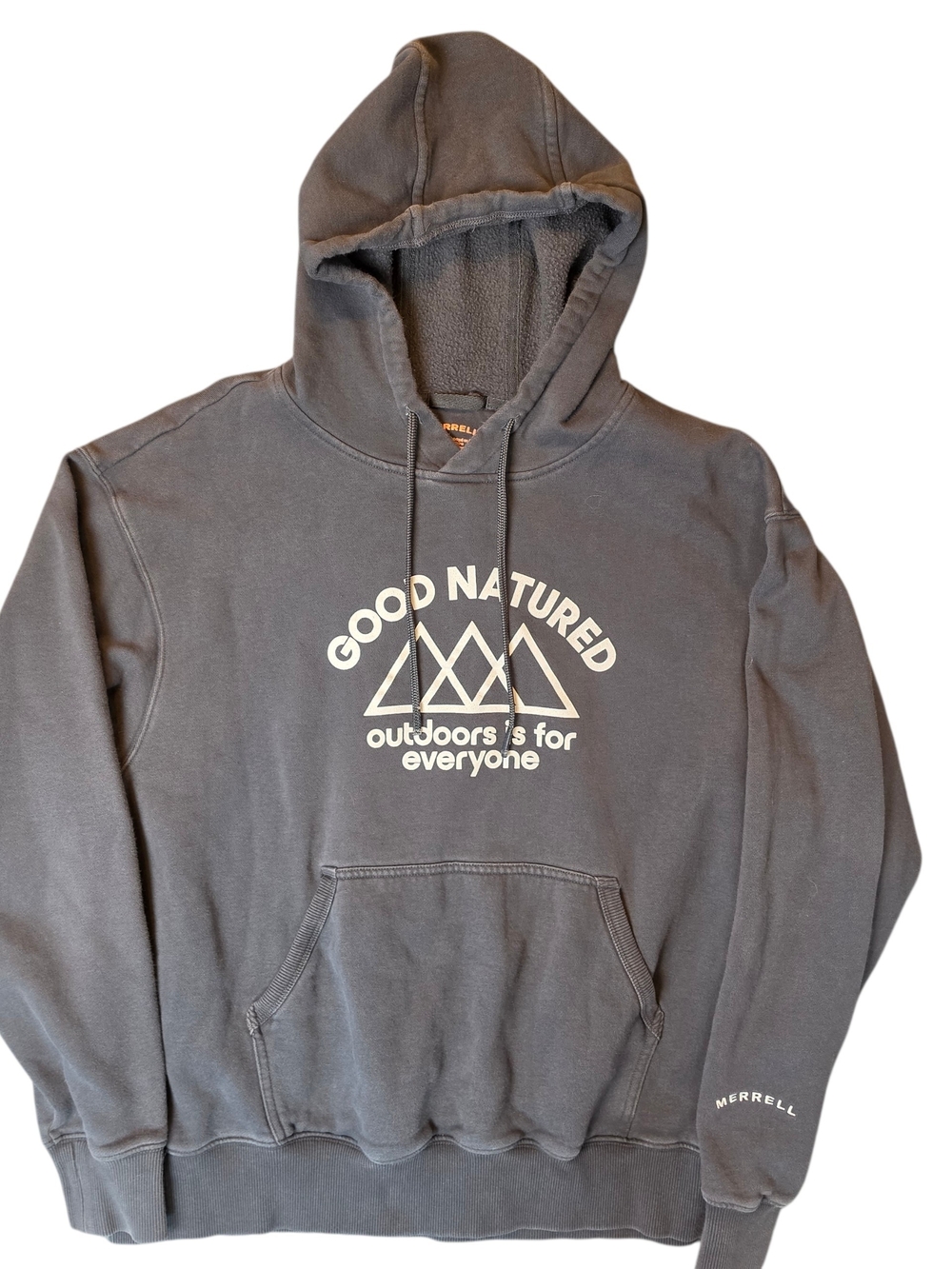 Merrell Gray Hoodie Mens Large 'Good Natured' Graphic Pullover Outdoor Gorpcore